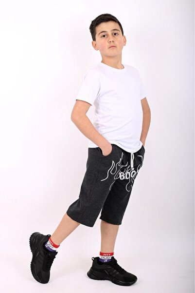 Çiggo Kids Plain Basic T-shirt and Boom Printed Capri Bottom-Top Set