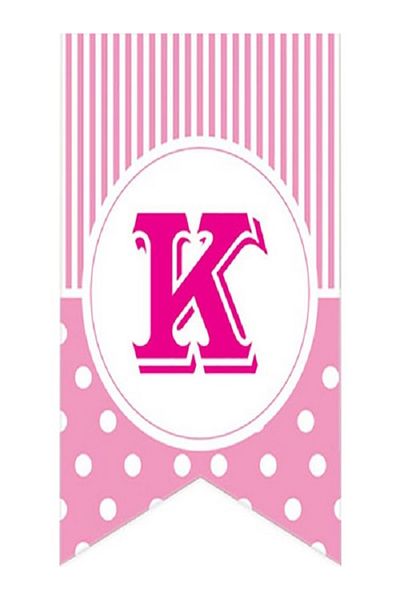 Kazanabil Pink Colored Pennant Flag - Letters Letter K