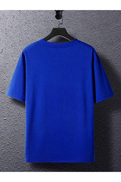 Buğraterzimoda Кемпінг з принтом на велосипедній комірці, блакитний, великий розмір, футболка