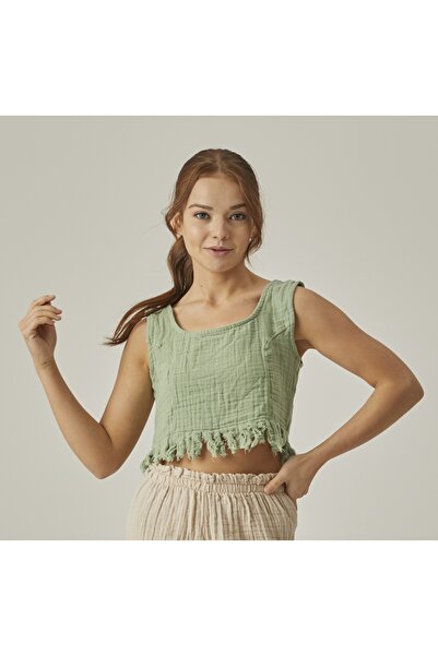 MUTİR МУСЛІНОВИЙ ЖІНОЧИЙ КРОП З ПУШКОЮ