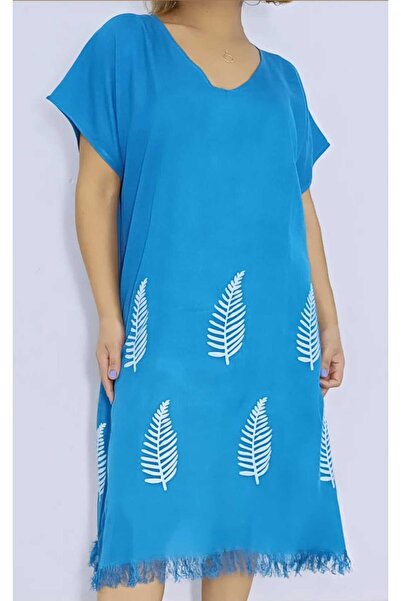 Nevin Acar ΦΟΡΕΜΑ ΠΕΣΤΕΜΑΛ ΜΠΛΕ ΦΥΛΛΟ ΜΙΣΟ ΜΑΝΙΚΙ