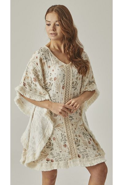 MUTİR Muslin 100% Cotton Patterned Pareo Dress