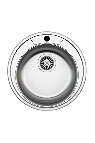 Genel Markalar Kromevye  Blx-01 Yuvarlak Çelik Evye Dekorlu Tezgaha Sıfır Dokulu (0.80 mm) DEKORLU