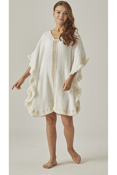 MUTİR Muslin 100% Cotton Pareo Ecru Dress
