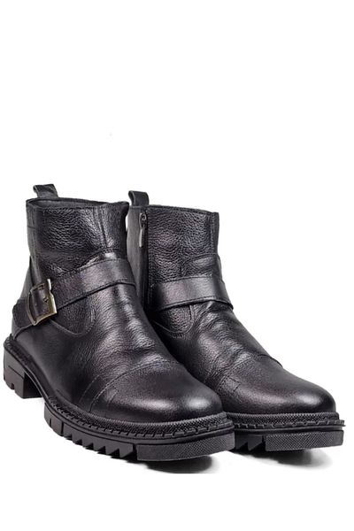 grado Genuine Leather Winter Boots Anti-Slip Rubber Sole Black 4987