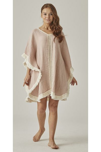 MUTİR Muslin 100% Cotton Dried Rose Pareo Dress