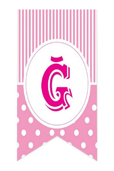 Kazanabil PINK COLORED POINTED FLAM FLAG LETTERS G LETTER