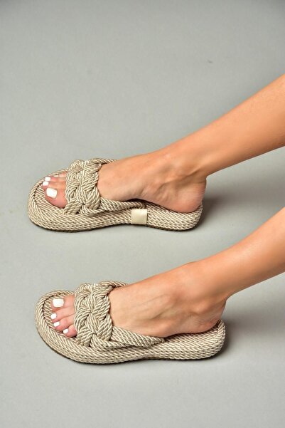 Fox Shoes S596022704 Nude kötélszálas szalmapapucs