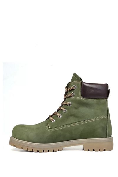 grado Genuine Leather Winter Boots Non-Slip Sole Khaki Tmb-1