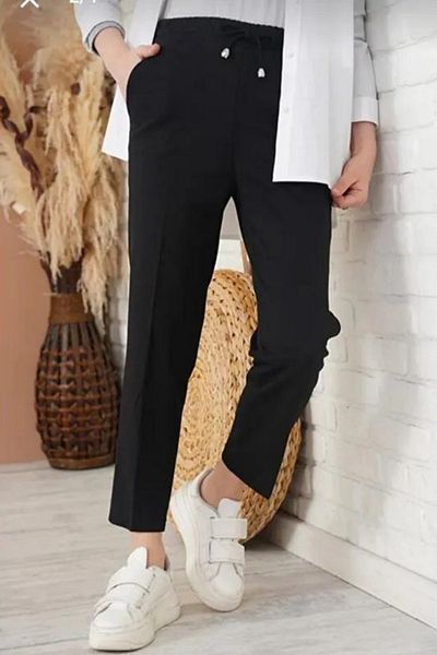 fevil Women's Large Size Crepe Fabric Lycra High Waist Elastic Flared Leg Trousers