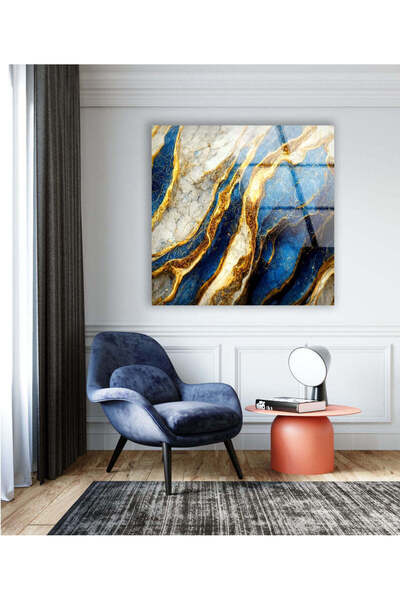 myphotostation Pictură de perete din sticlă temperată abstractă albastră