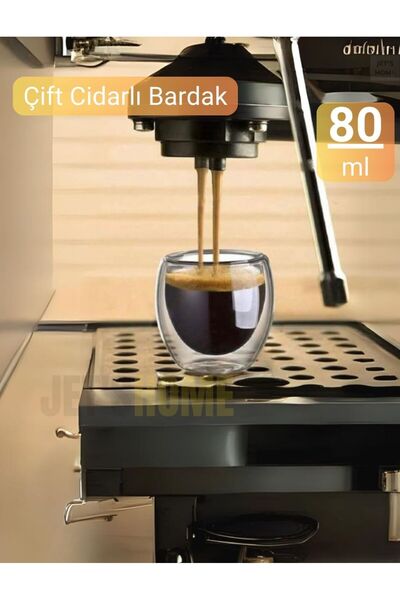 Jet's Home مجموعة من 3 أكواب إسبرسو 80 مل زجاج قهوة زجاج مزدوج الجدار زجاج ويسكي