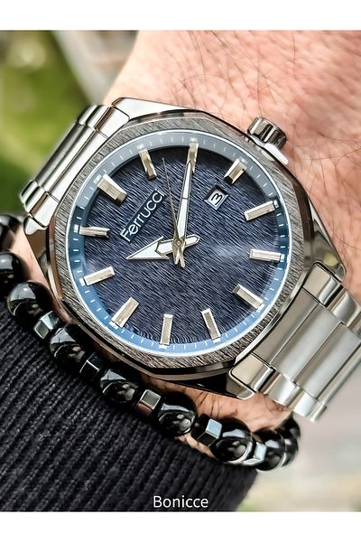 Ferrucci Brand Steel Strap Smoked Color Functional Men's Wristwatch