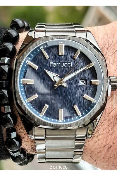 Ferrucci Brand Steel Strap Smoked Color Functional Men's Wristwatch