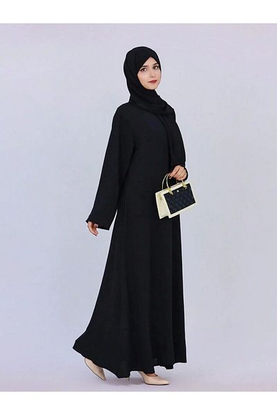 LOUİSA One-Piece Black Prayer Dress with Neck