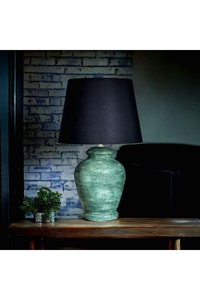 Qdec Vintage Ceramic Lampshade Rustic Antique Green - Black