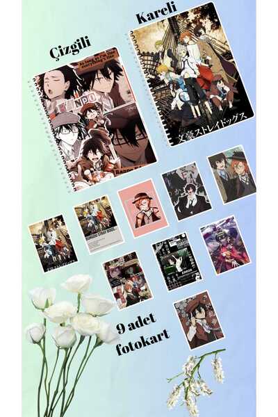 animeandyourworld bungou stray dogs defter 2 adet  çizgili ve kareli + 9 adet...