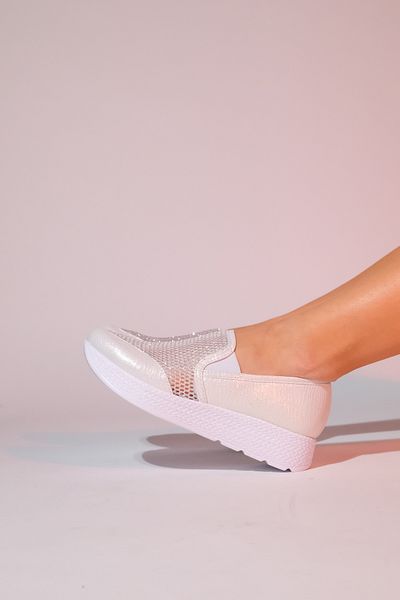LuviShoes PURCAN Damen Freizeitschuhe mit Perlen-Glitzer-Netzstoff und dicker Sohle
