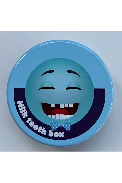 Hdg Children's Milk Tooth Storage Box Metal - With Tweezers And Special Tooth Compartment - 12 Cm Diameter - Color Options