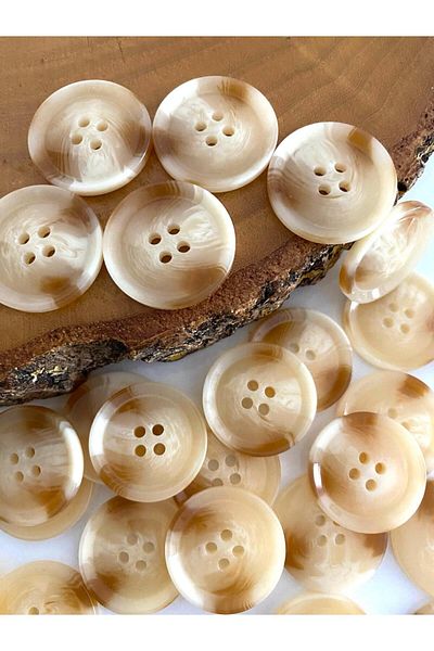canan dizayn 25MM COAT AND TRENCHCOT BUTTON MILKY BROWN-WHITE (8 PIECES)