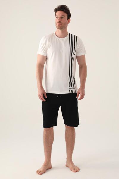 Arnetta Short Sleeve Men's Bermuda Set, Plus Size Shorts Set, 100% Cotton Bermuda Set