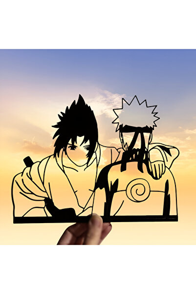 3DLAYERCRAFT Anime Severlere Naruto & Sasuke 2D Silüeti - Ayaklı Naruto Masa, Duvar Dekoru 3 Parça