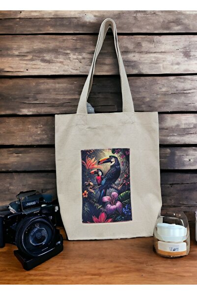 shules collection Bird Digital Printing Appliqued Cloth Bag