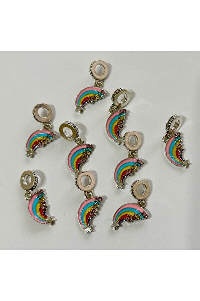 egehobby Bileklik Ve Kolye Için Renkli Taşlı Gökkuşağı Çelik Charm