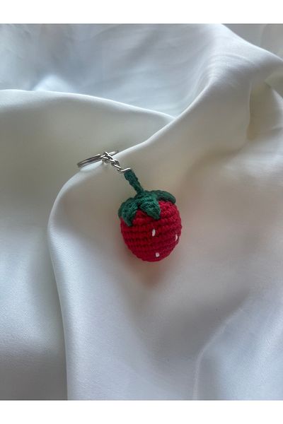 Pure Amigurumi Strawberry Keychain