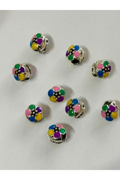 egehobby Bileklik Ve Kolye Için Yuvarlak Renkli Papatya Gümüş Kaplama Charm
