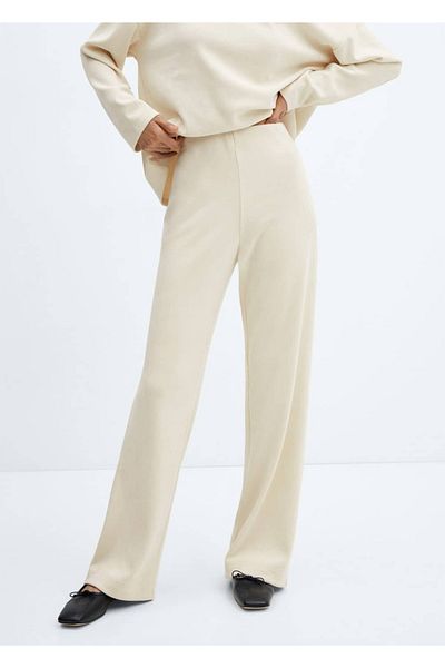 MANGO Woman Corduroy Trousers with Elastic Waist