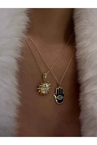 Sade Accessory İki Renkli Ay Güneş Kolye