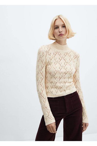 MANGO Woman Sparse knitted Detailed Sweater
