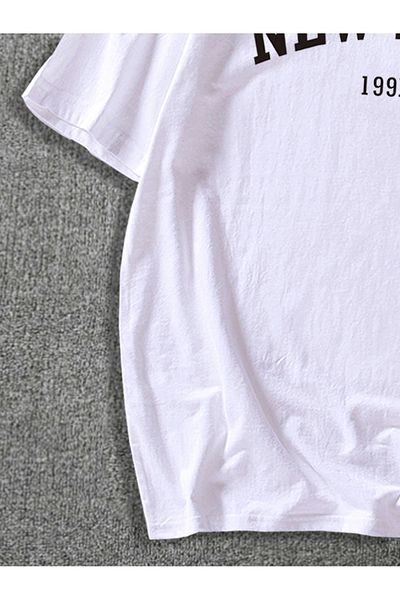 Jose Clothing Μπλουζάκι Unisex Λευκό εμπριμέ από οργανικό βαμβάκι Oversize με κοντό μανίκι