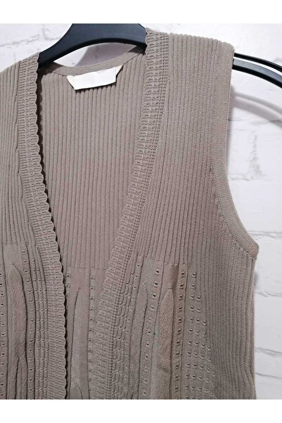 anne moda ankara Модел, тънък, без джобове, без копчета, с волани, плетен, елек