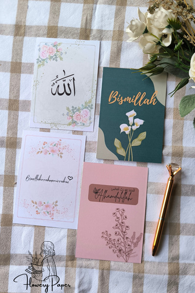 Flowery Paper 4'lü İslami Motto Kartları-A6