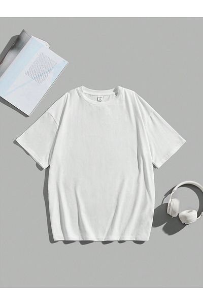 Jose Clothing Μπλουζάκι Unisex Λευκό εμπριμέ από οργανικό βαμβάκι Oversize κοντό μανίκι