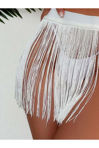 ŞAHPERA BUTİK Tasseled Comfortable Cut Skirt