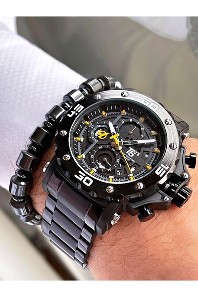 T5 Saat T5 Brand Inner Parts Active Men's Wrist Watch - With Bracelet Gift