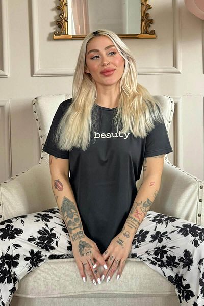 Pijamaevi Pletená dámská pyžamová souprava Black Beauty s krátkým rukávem