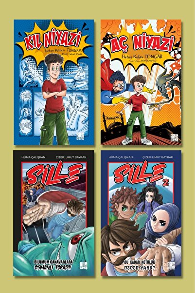 Aile Yayınları Aile Çizgi Roman 4 Lü set / SİLLE-SİLLE-2-KIL NİYAZİ-AÇ NİYAZİ / Hatice Kübra Tongar - Hüma Çalışkan