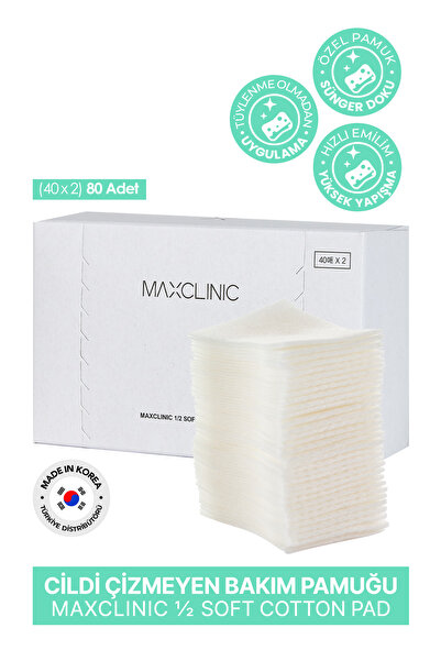 MAXCLINIC 1/2 Cilt Bakım Pamuğu Cildi Çizmeyen Tüylenmeyen Özel Sünger Doku S...