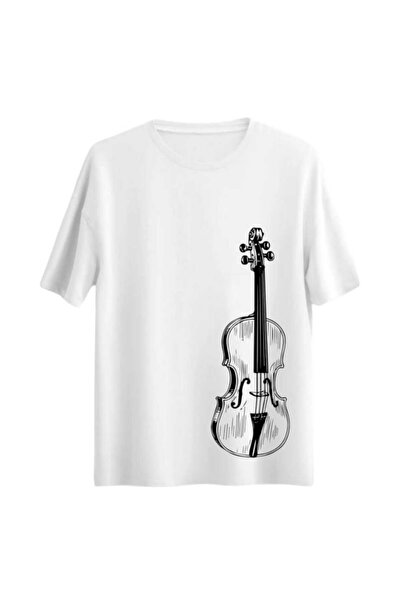 PERISENSE Unisex Femei bărbați Vioara Imprimat Tricou oversize