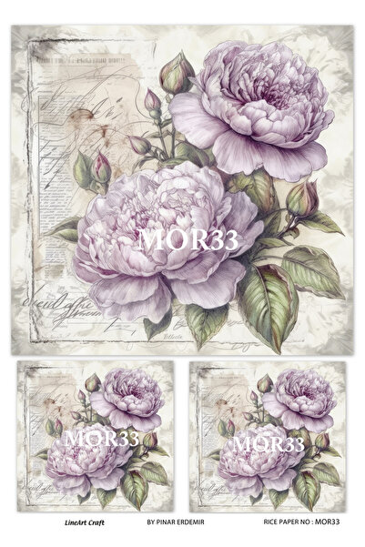 LİNEART Brass Decopage Paper No:Mor33
