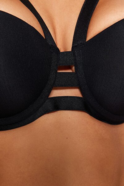Trendyol Collection Μαύρο Micro Rubber Λεπτομερές πλεκτό σουτιέν Push Up THMSS23SU00019