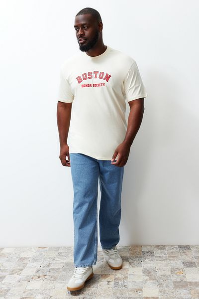 Trendyol Collection Large Size City Printed Oversize Cotton T-Shirt - Tmnss23Ts00135
