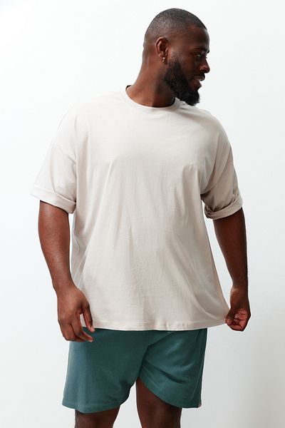 Trendyol Collection Large Size Oversize STone Colored T-Shirt - TMNSS23TS00139