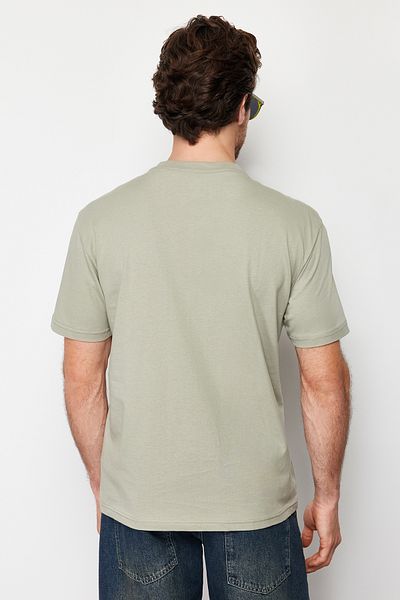 Trendyol Collection Green Embroidered Crew Neck Oversize Cotton T-Shirt - Tmnss24Ts00136