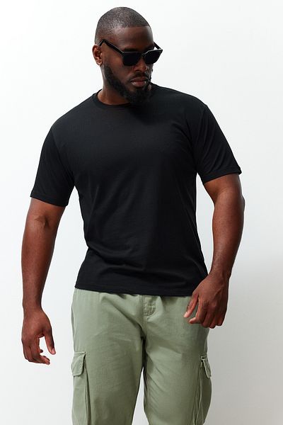 Trendyol Collection Μαύρο Slim Fit Plus Size Άνετο βαμβακερό μπλουζάκι - TMNSS23TS00132