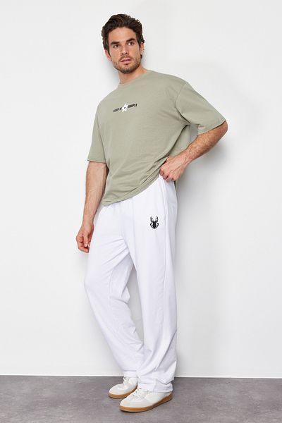 Trendyol Collection Λευκό Oversize Φούτερ με Κέντημα Λεπτομέρεια - TMNSS24EA00007
